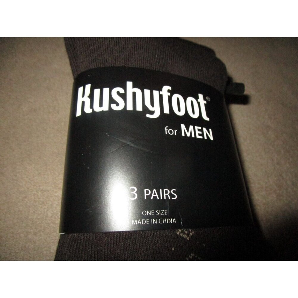 3 Pair Mens Kushyfoot Soft Cotton Poly Blend Dress Casual Brown Crew Socks - Picture 2 of 4